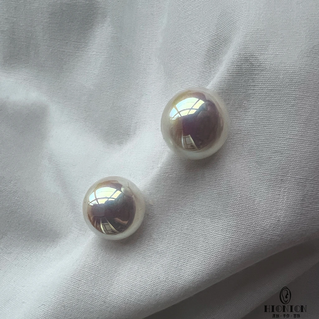 非金属仿珍珠耳饰 耳钉大法式复古高级耳夹博主同款ins珍珠大耳钉