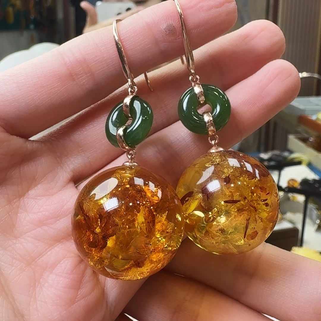 琥珀未镶嵌颈饰耳坠