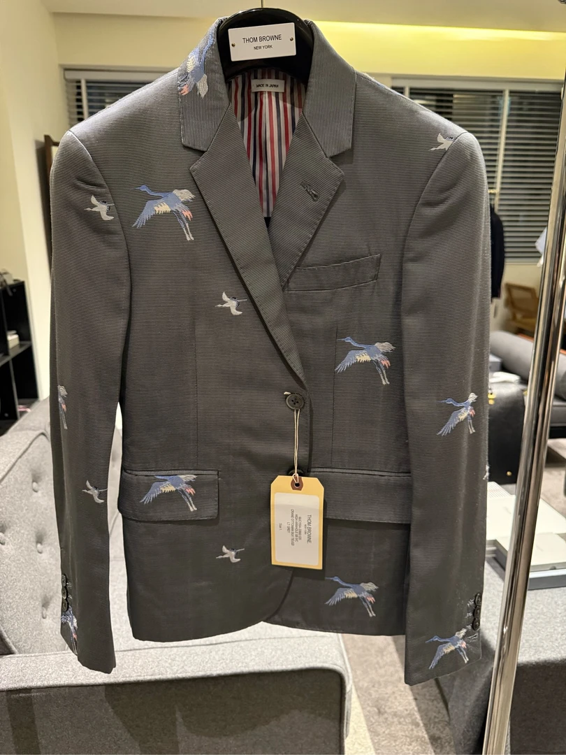 未使用 THOMBROWNE TB1415 稀有款仙鹤刺绣西装丝绸材质高端款1码