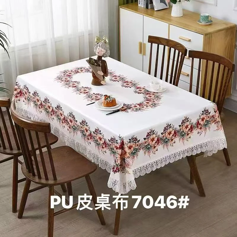 防水防油免洗长方形绒布印花桌布可作茶几餐桌布
