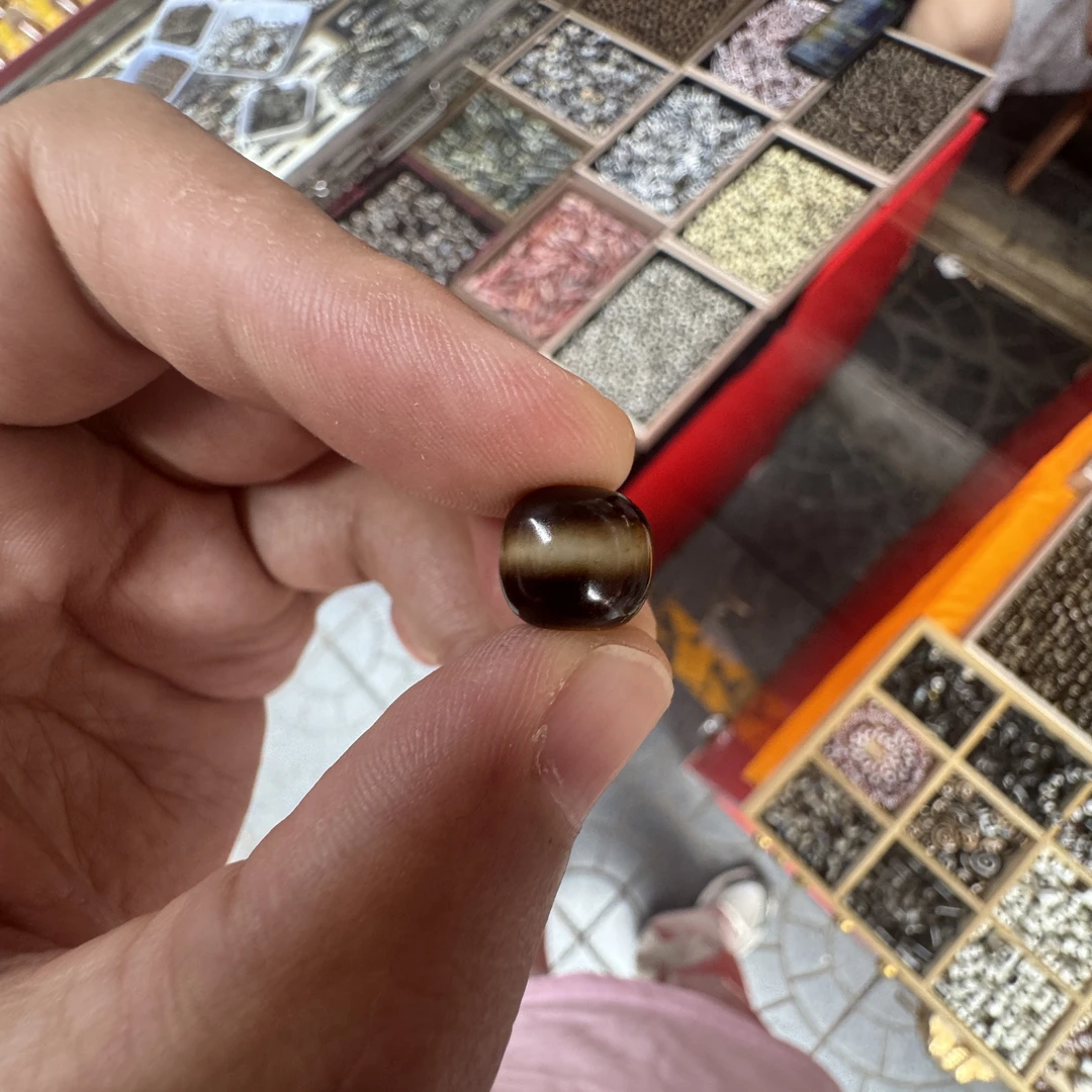 【D6816】天珠单颗 10mm 左右“黑金一线”老型珠文玩个性时尚配饰