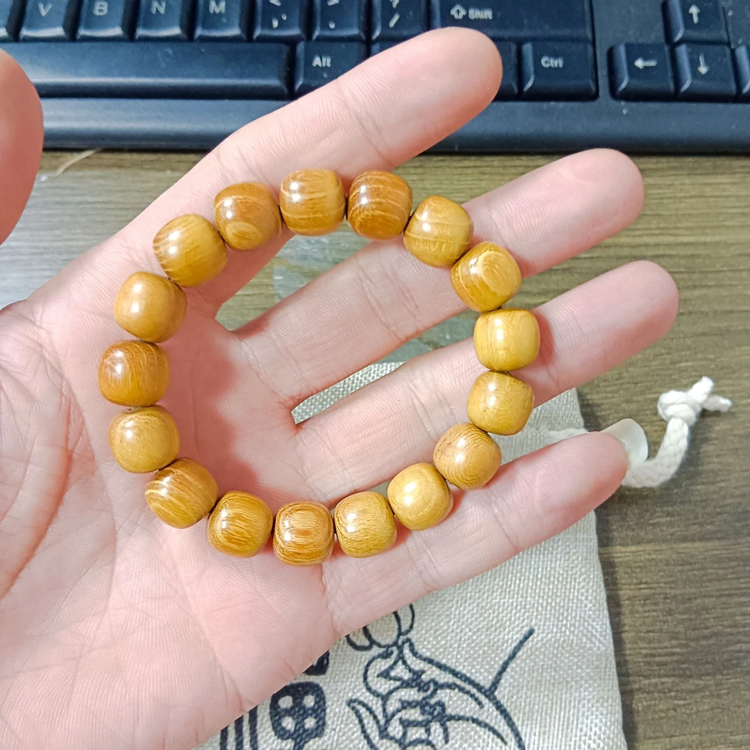A103黄金檀香木质手串单圈12mm老型珠男女款文玩手链盘珠念珠
