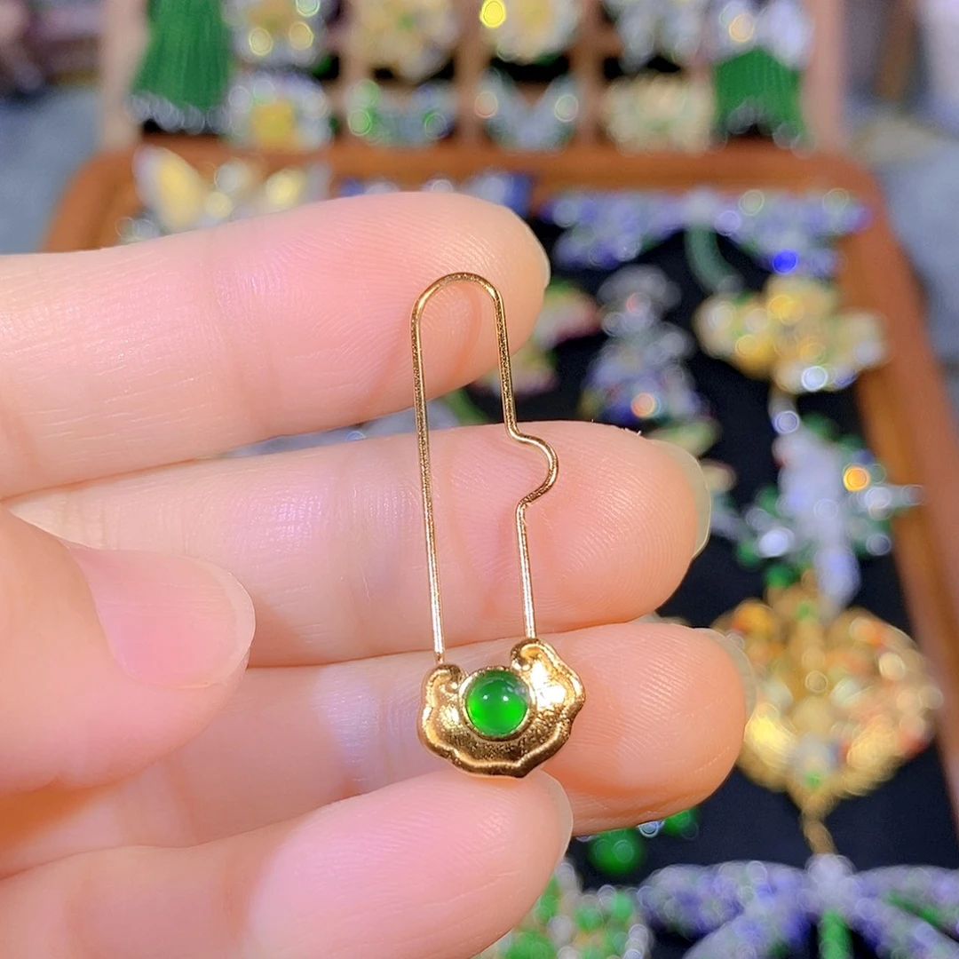 吊坠(不含链)银S925镶嵌翡翠