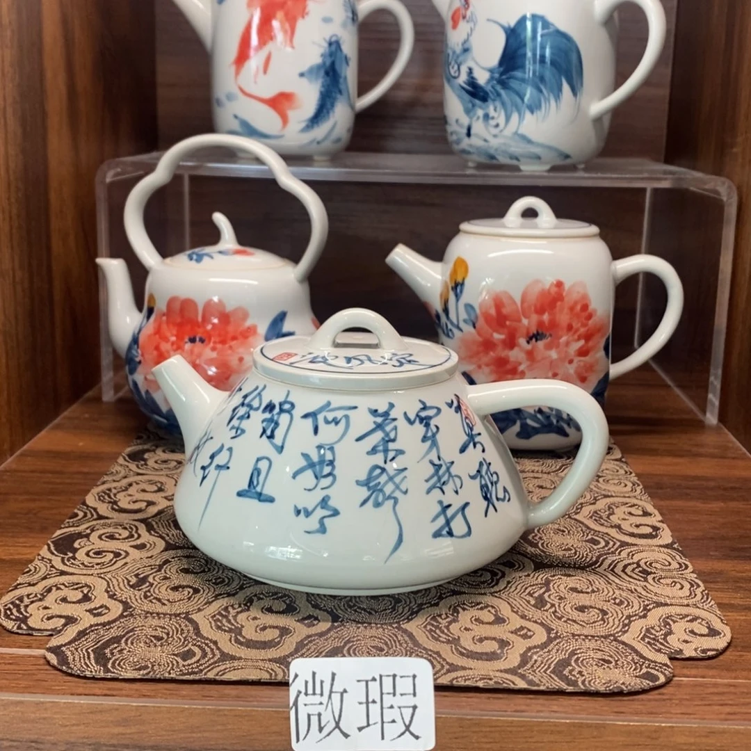釉下手绘茶具微瑕手工绘制