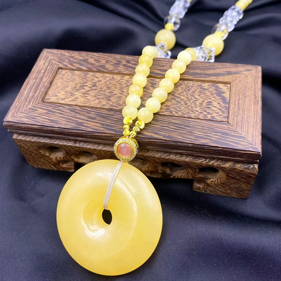 高档珠宝冰黄龙平安扣设计款国风项链X768