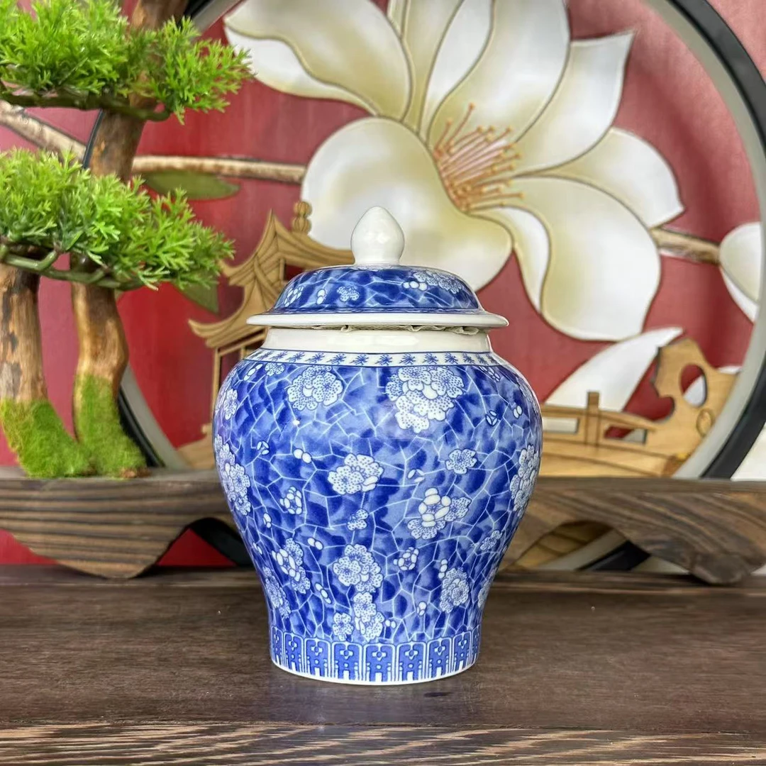 当代 茶叶罐-满彩冰梅小将军罐ZH543蓝色