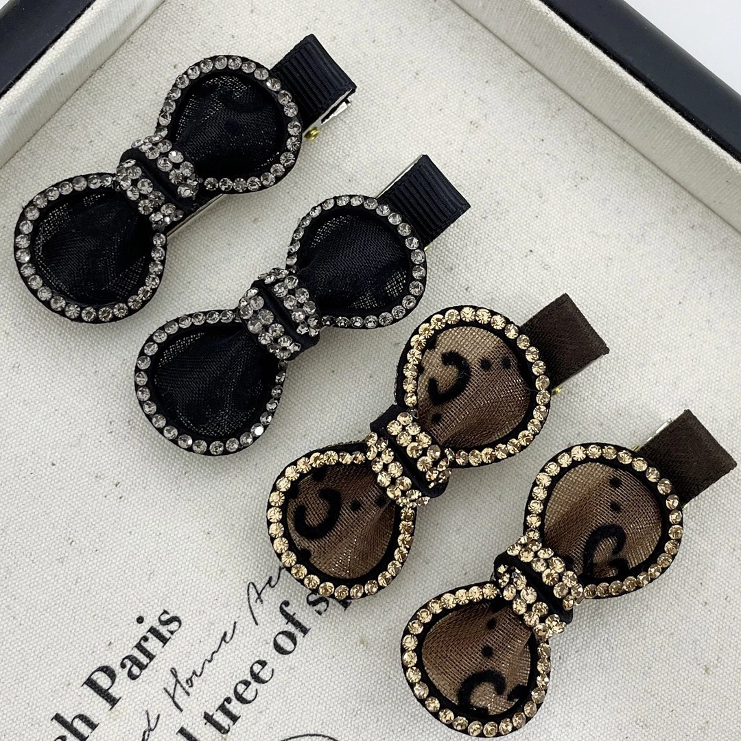 韩版蝴蝶结水钻边夹发夹鸭嘴夹子刘海夹碎发夹