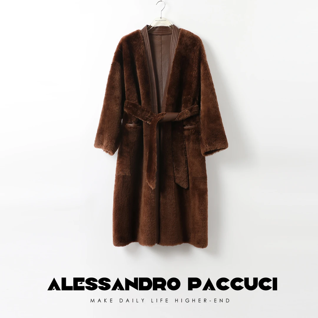 【孤品不退换】洛哥26007美利奴羊皮毛一体 美拉德中长款皮草