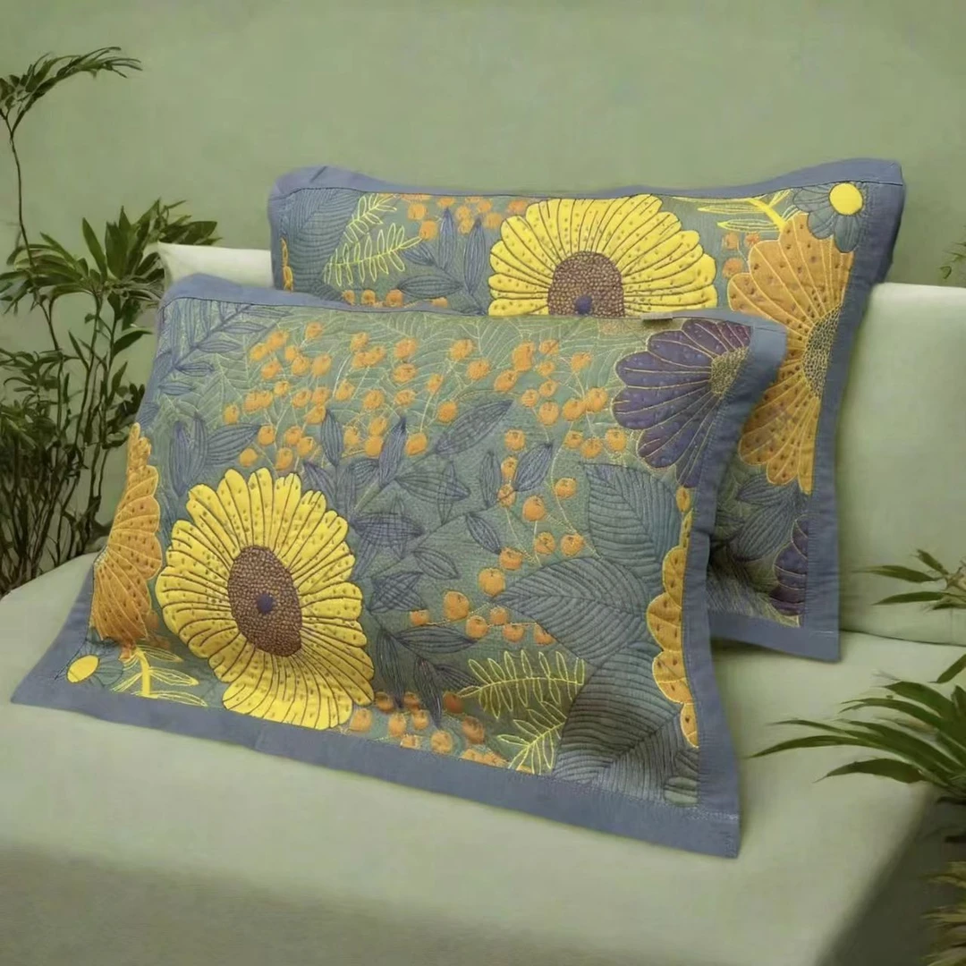 精品提花纱布枕巾--万花园50cm*80cm