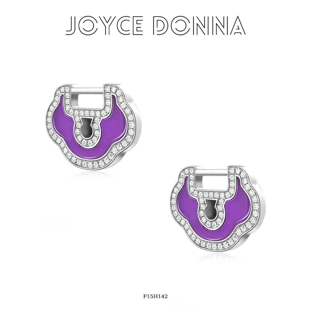 镀K金 925银针 新中式气质复古紫色如意锁耳环 F15H142