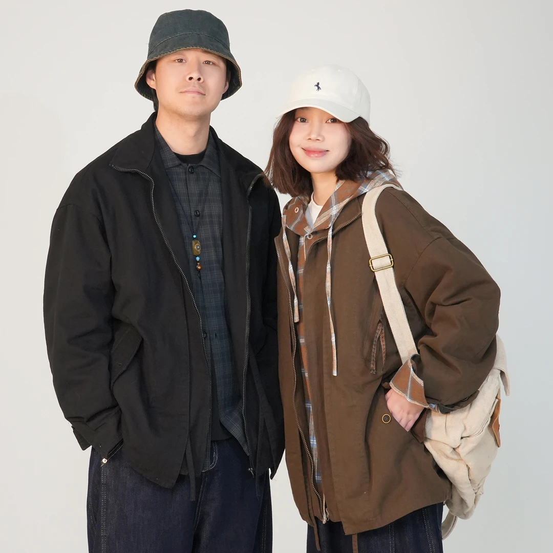 青式【新中式假两件民族装饰道袍外套】复古宽松夹克上衣男女同款春