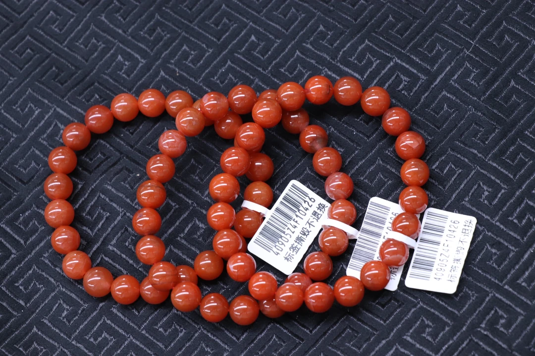 2原矿无优化天然南红保山东山廊坡辣椒红单圈8mm左右多样性发一条