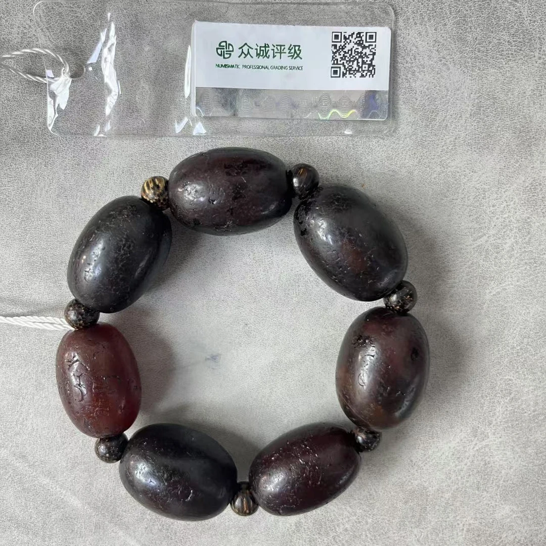 清代 枣核深红玛瑙带佛头手串 YZ0567 [燕赵造物司］