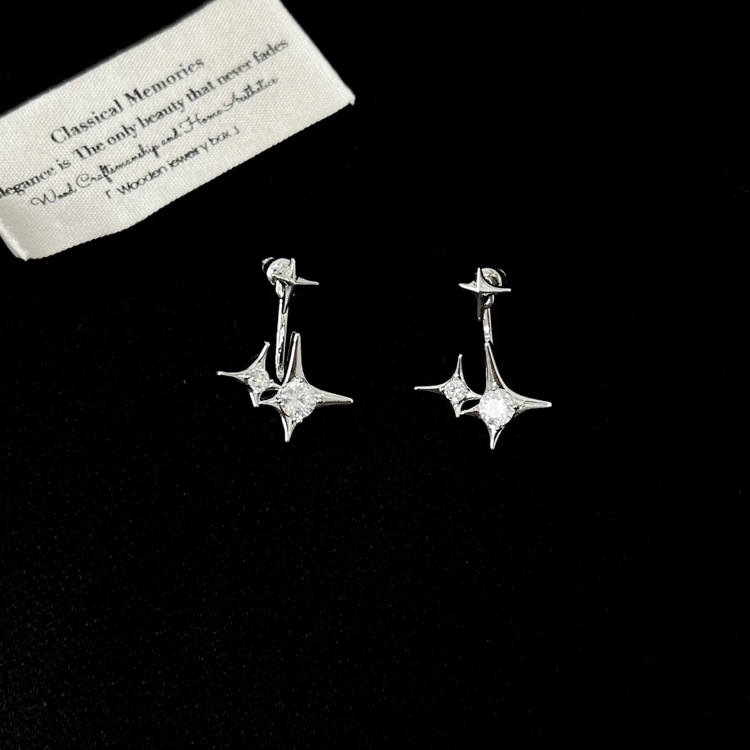 铜合金锆石耳饰 【北极星】前后戴耳环1638
