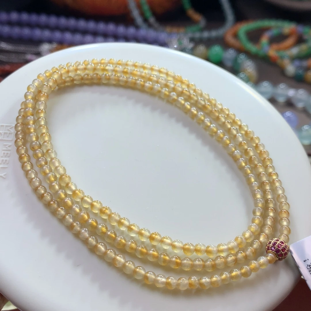 手链翡翠未镶嵌闭眼拍！巨漏冰黄翡小米项链 卡3.4