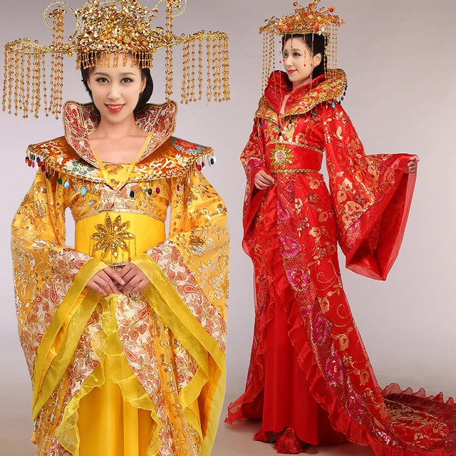 新款汉代演出服装汉朝皇后装改良唐朝杨贵妃拖尾服古代新娘装古装