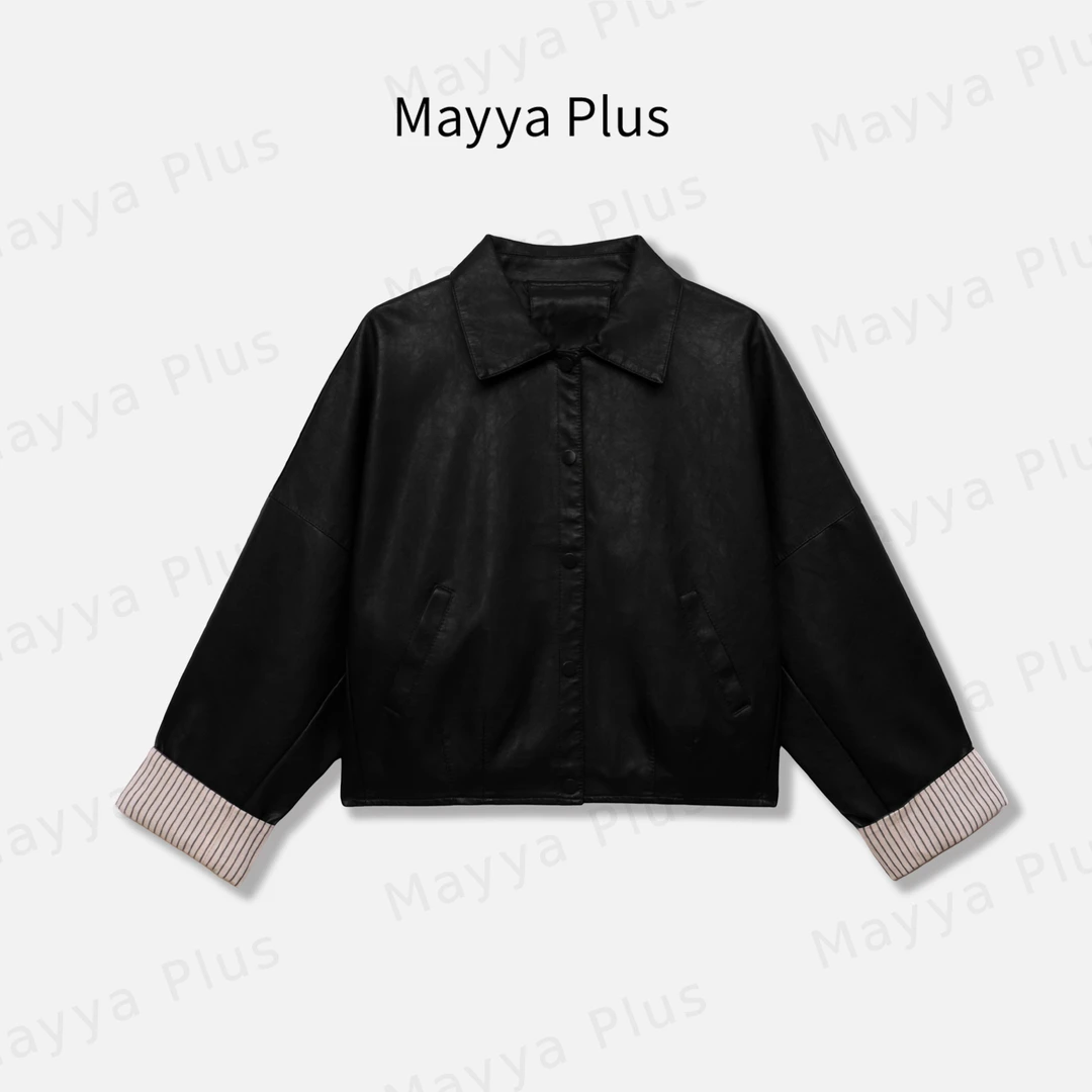 【安东尼】Mayya Plus麦芽定制高级感流光风百搭皮衣夹克女32537265