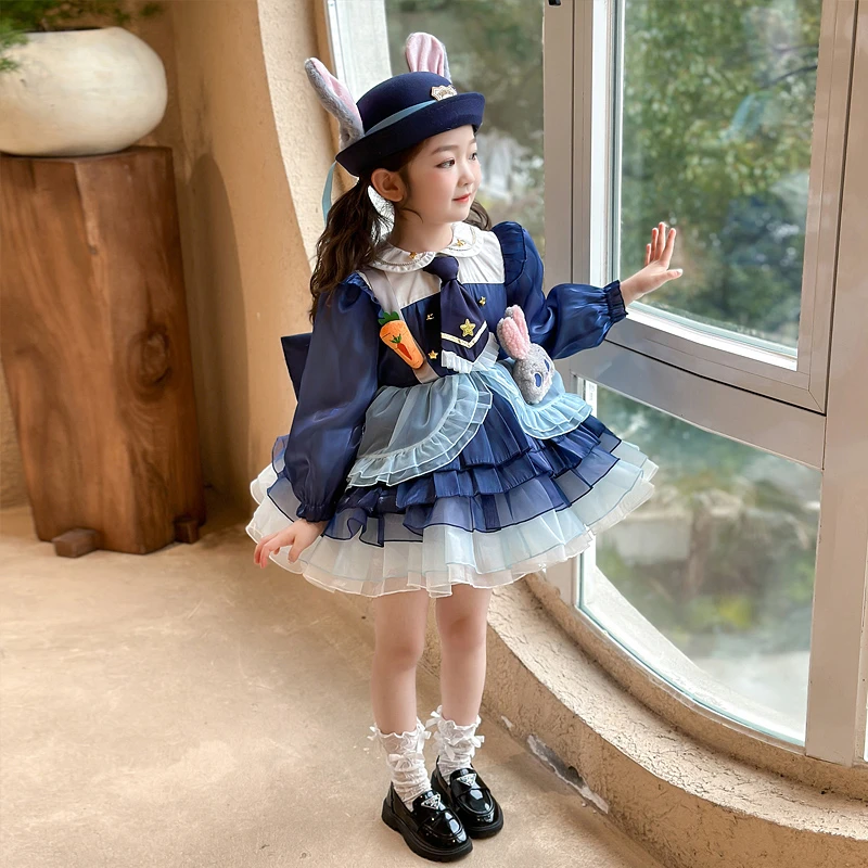 女童连衣裙春装2025新款朱迪兔子警官儿童春秋洋气洛丽塔宝宝裙
