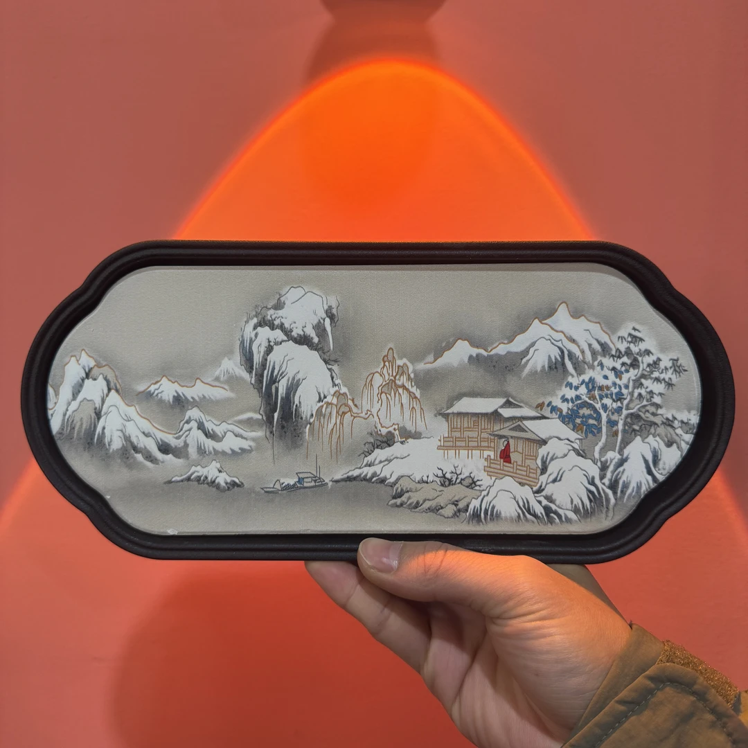 JX088雪山吸水茶盘陶瓷功夫家用茶具泡茶速干小型蓄水干泡托盘D