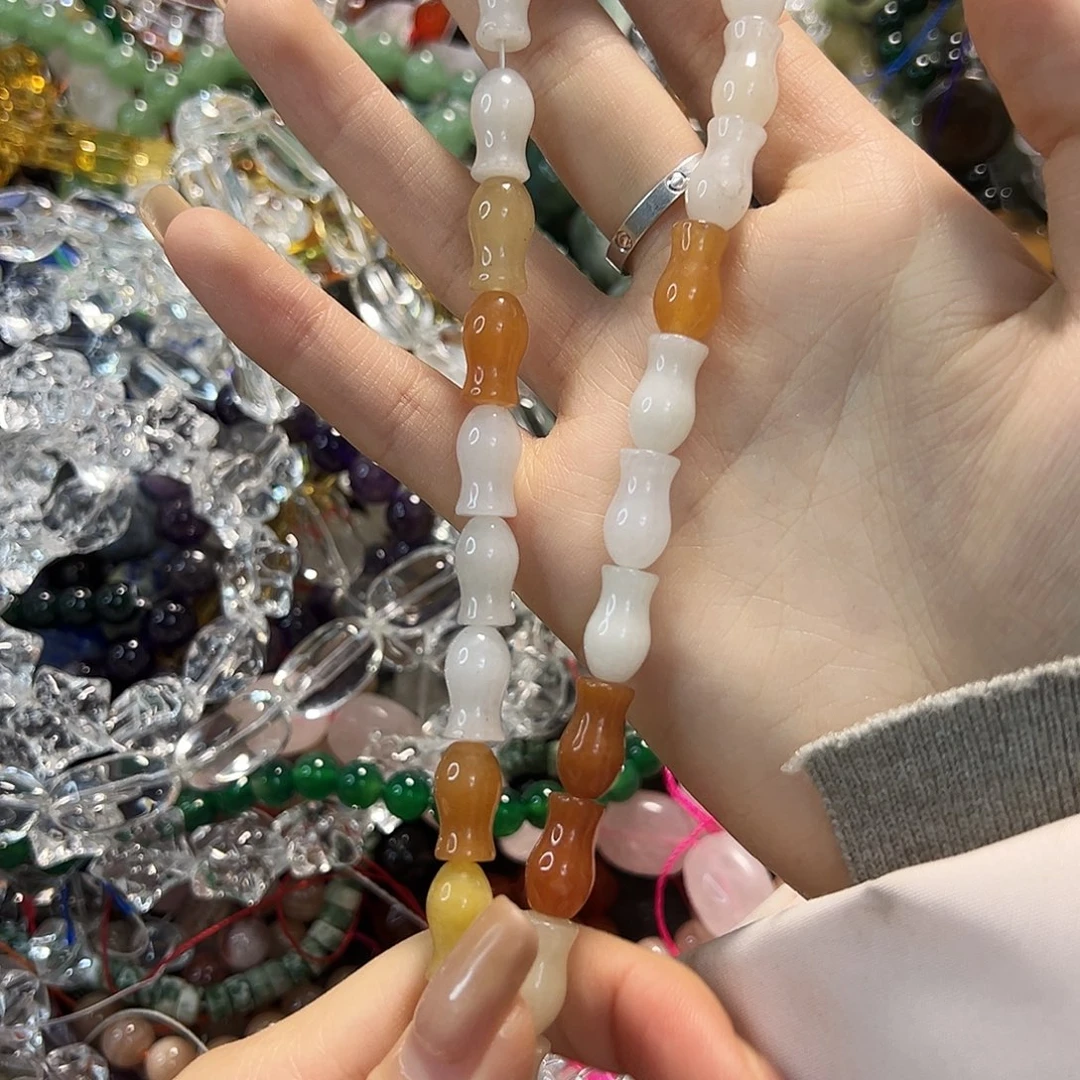 玛瑙/玉髓未镶嵌珠宝半成品金丝玉花瓶一条