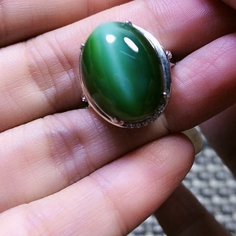 和田玉银S925镶嵌戒指