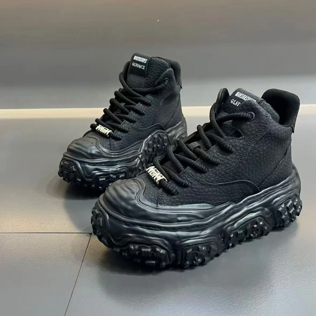 老爹鞋男男鞋2025新款冬季厚底休闲板鞋韩版百搭男士运动高帮潮鞋