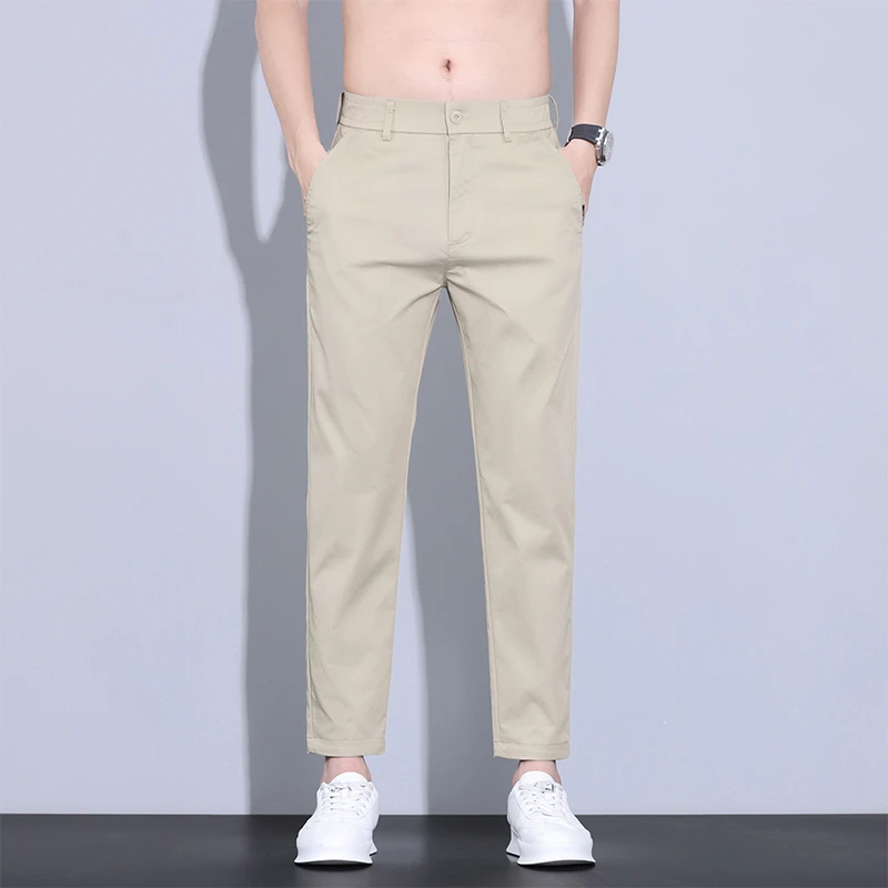 男士休闲裤裤子夏季薄款直筒速干高端修身百搭凉感商务冰丝九分裤