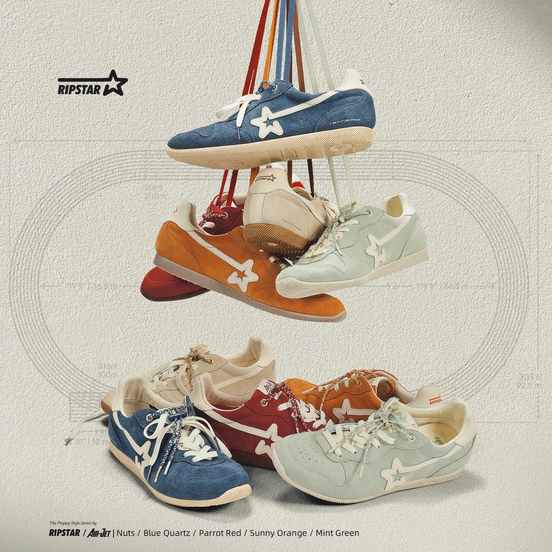 RIPSTAR【Air-Jet】秋冬季复古德百搭训鞋学院风低帮软底运动鞋男女