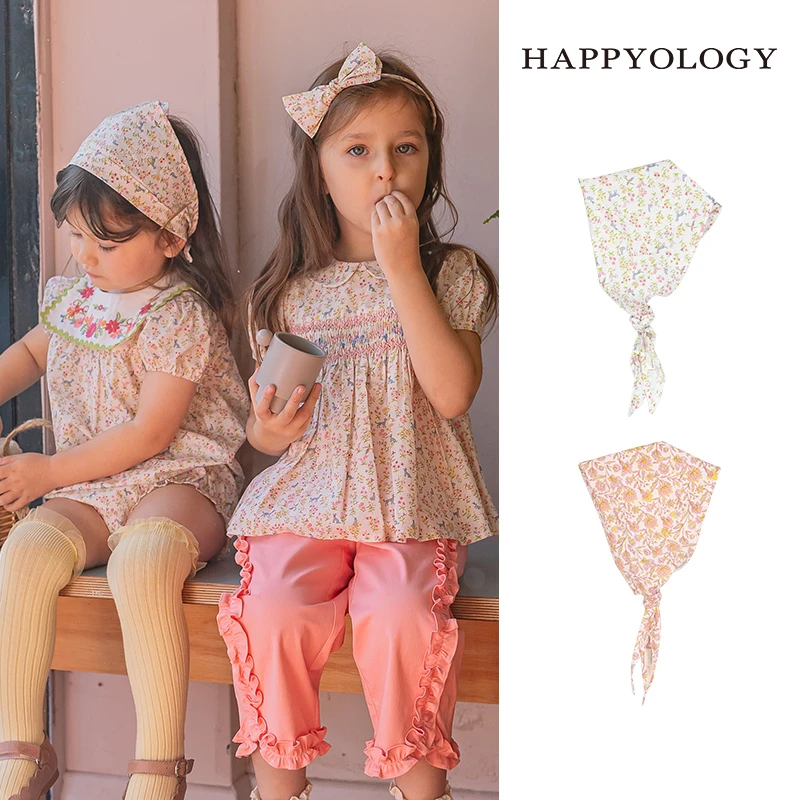 Happyology英国儿童新品印花女童宝宝全面碎花头饰田园可爱三角巾
