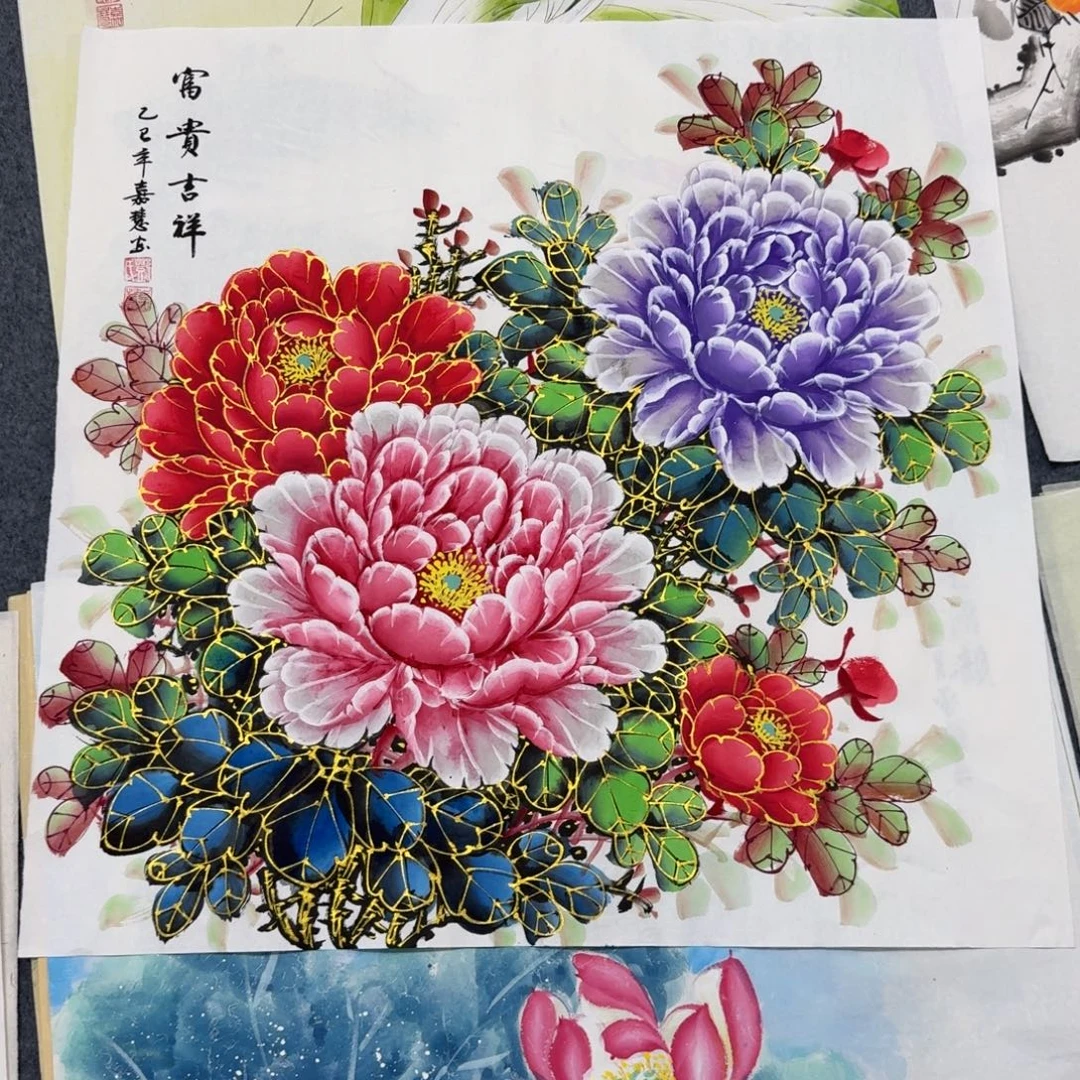 欢****国画四尺斗方70X70纯手绘作品