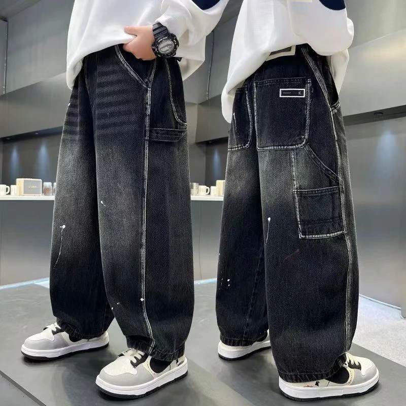 设计感满满~2025男童秋季新款炸街老爹裤潮流时髦牛仔裤S10836