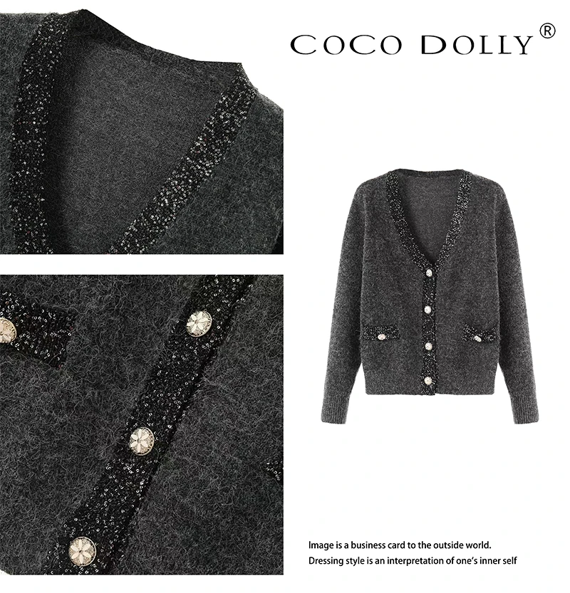 COCO DOLLY2025年小香风高级感气质轻奢针织衫减龄毛衣外套5335