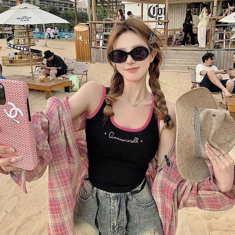 （001-200）百搭通勤无袖修身型韩版夏季ins风修身性感吊带背心内搭
