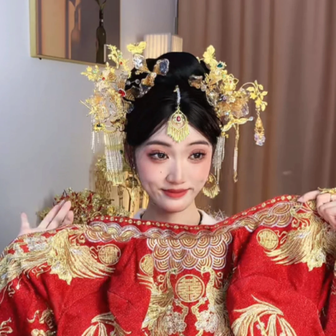 z8182传统中式婚礼滴胶花朵钗子气质秀禾古风新娘配饰