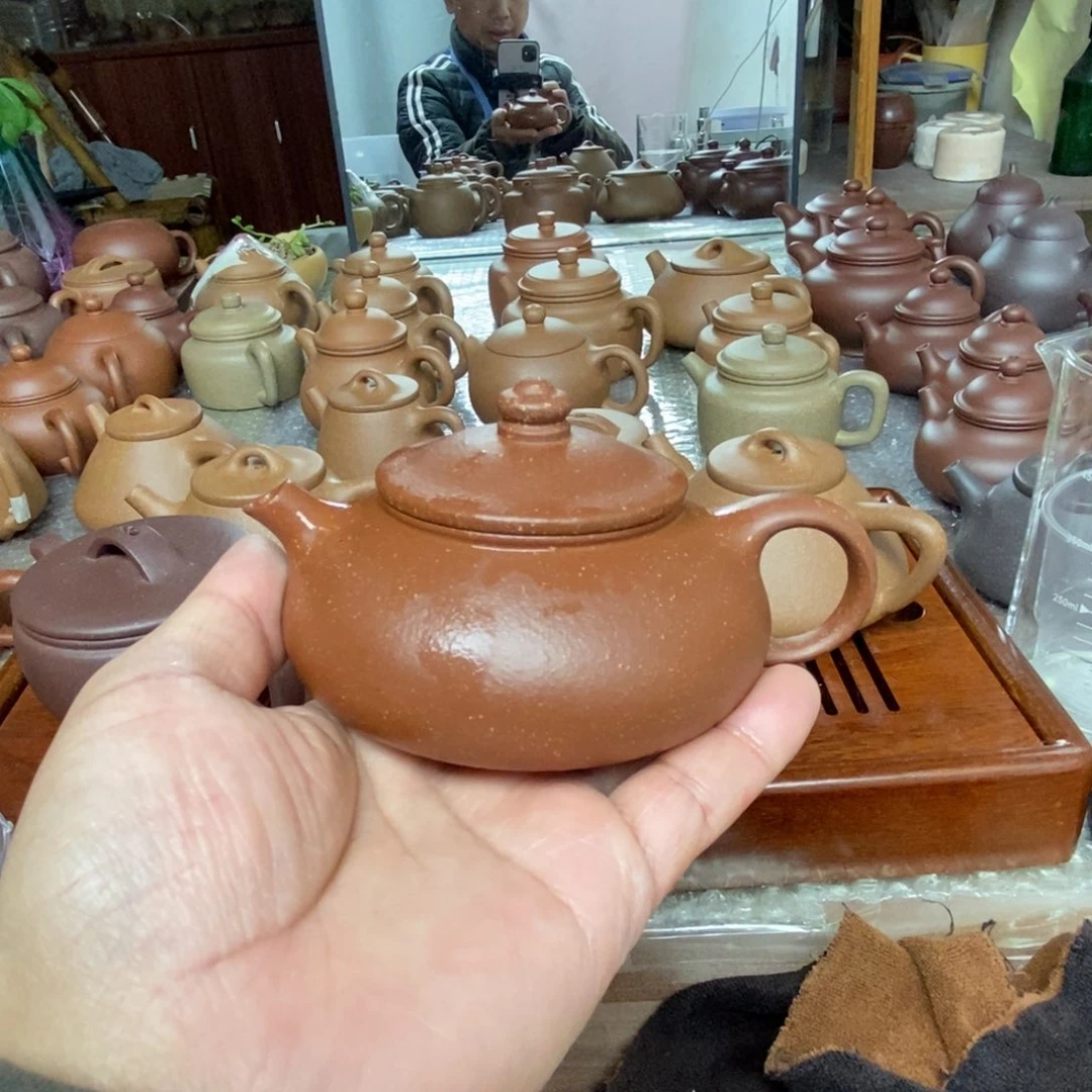 ****落茶壶紫砂红降零添加寒江壶140 CC微瑕