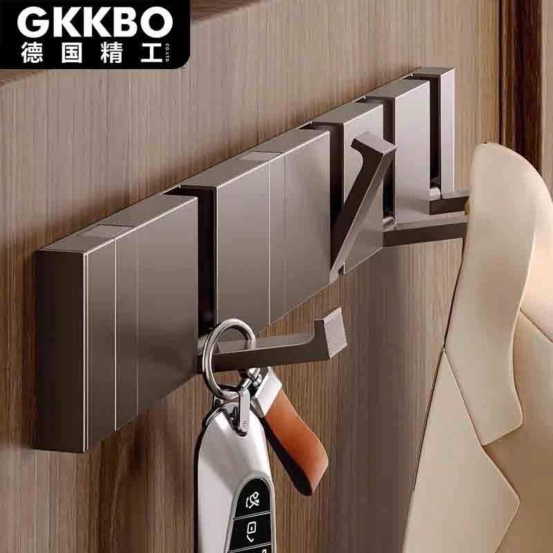 【GKKBO德国精工】 27免打孔折叠隐形门后衣帽挂钩卫生间枪灰色挂