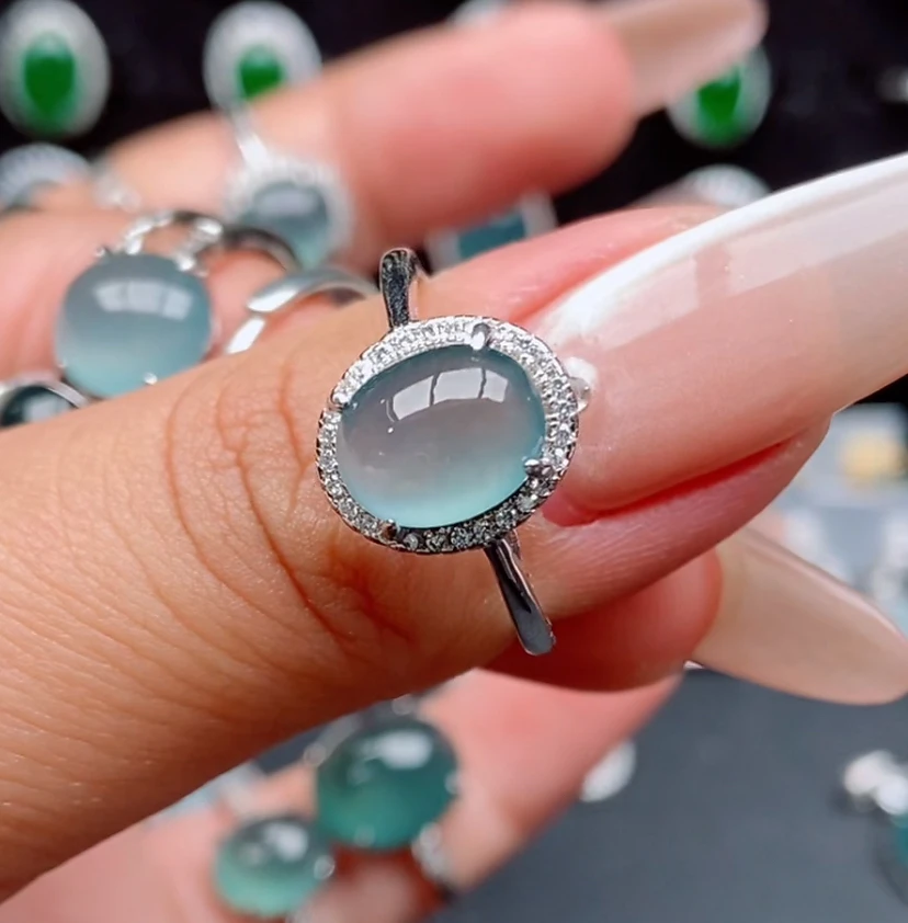 S925银镶嵌纯天然a货翡翠戒指（不含证书，需要请单拍证书链接）