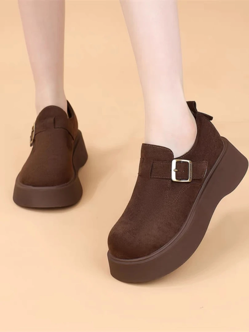 【品牌正品】2025新款勃肯鞋复古欧货厚底软皮软底魔术贴女新一字扣