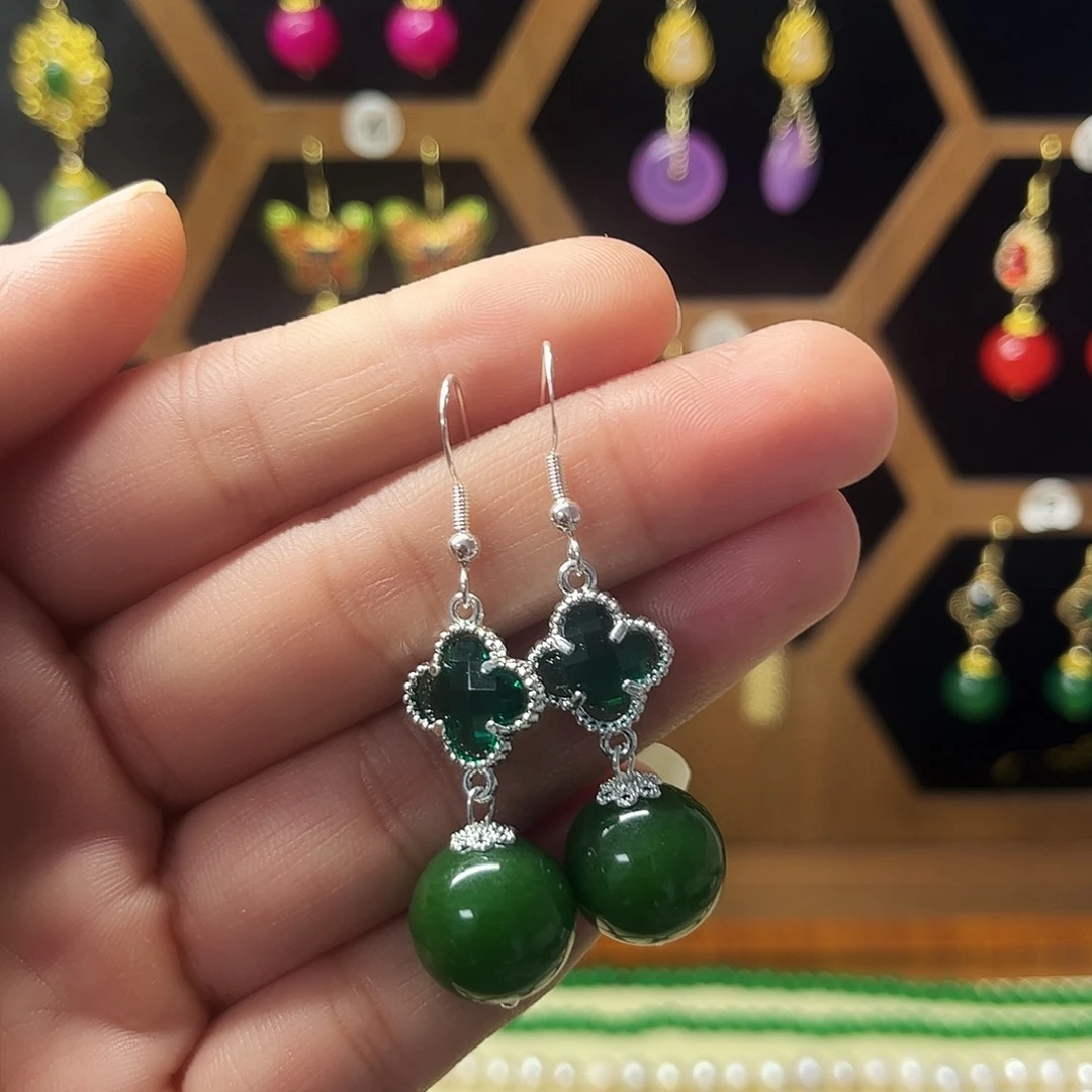 锆石纯铜925银耳饰