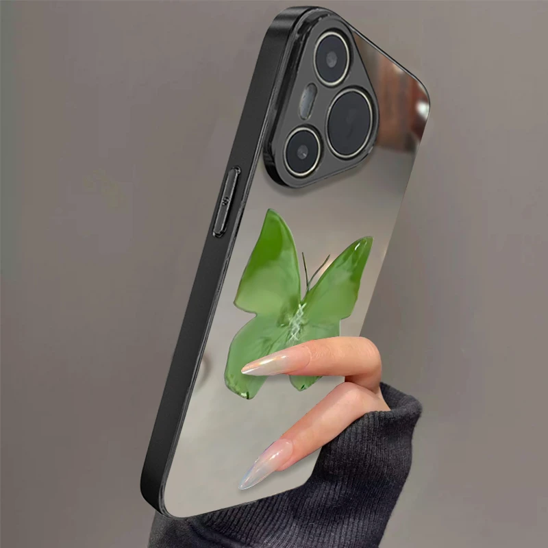 翠绿蝴蝶适用华为pura70手机壳实用数码配件奢华女款电镀高级网红