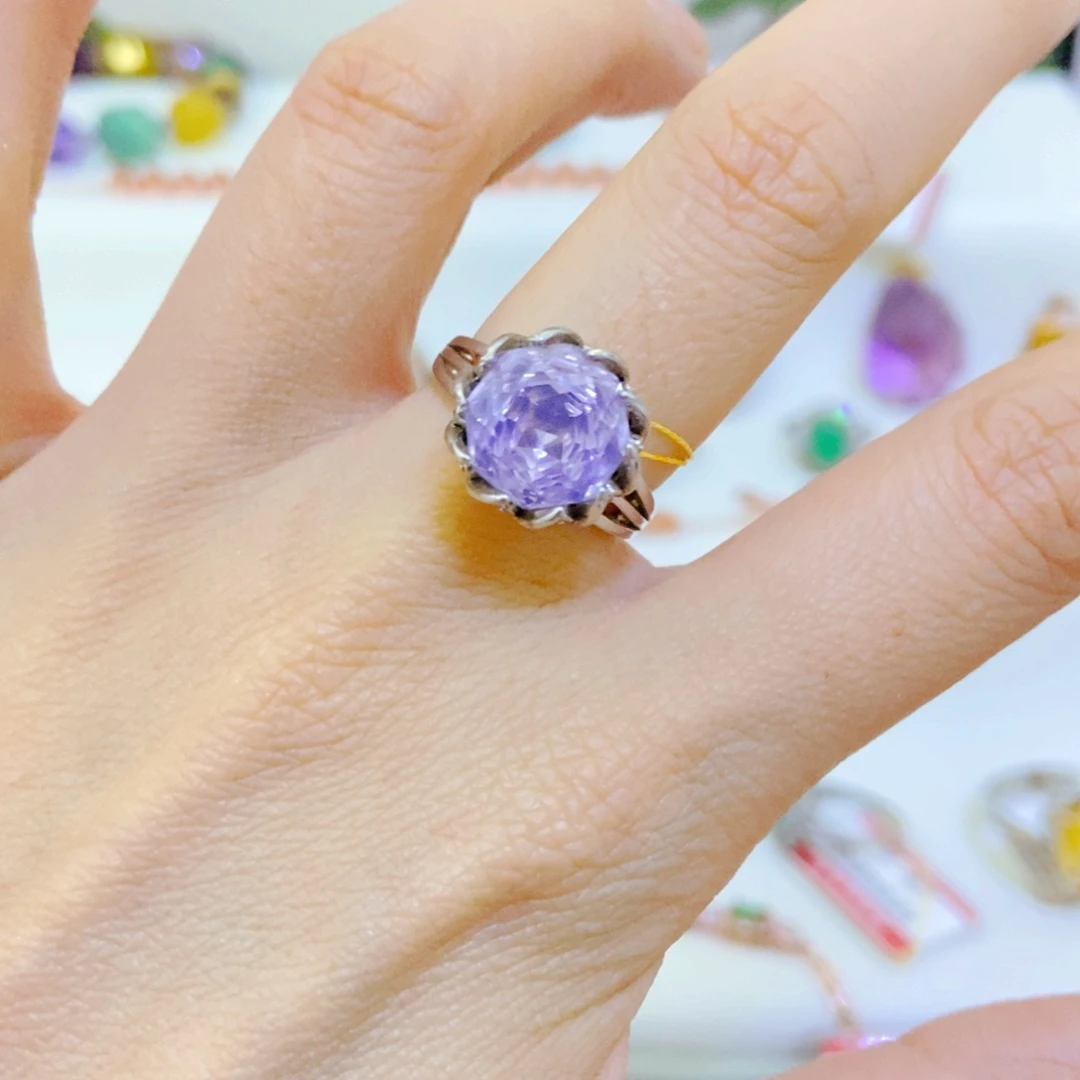 银S925镶嵌戒指紫晶