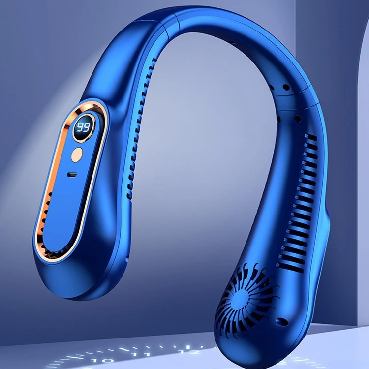 2024新款 挂脖风扇usb充电便携式小风扇室外学生办公数显挂脖风扇