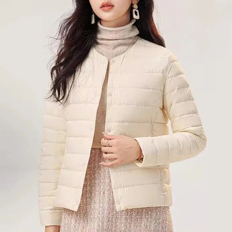 TZ01卡码拍大外套女2024年轻便新款秋冬圆领变V领保暖外套