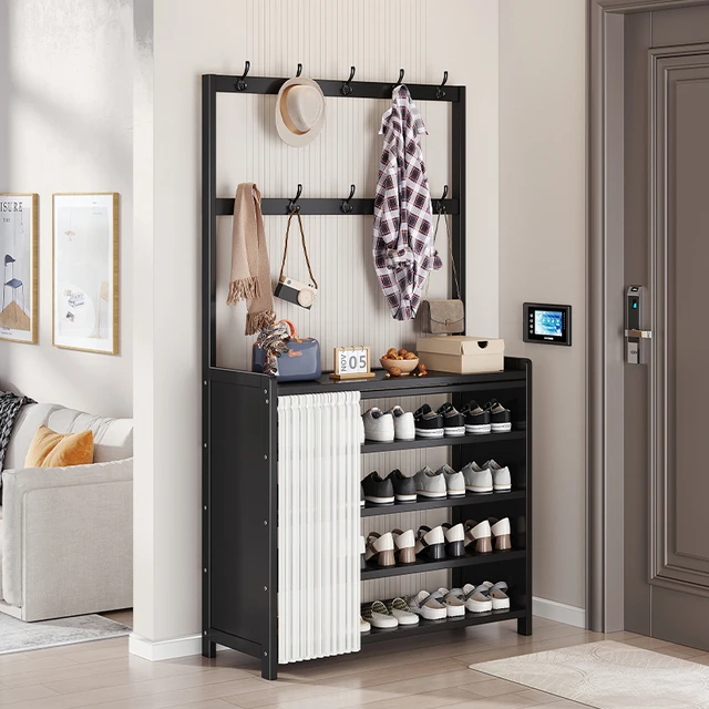 多功能鞋帽一体架爆款鞋架家用门口鞋柜转角衣帽架挂衣架卧室落地