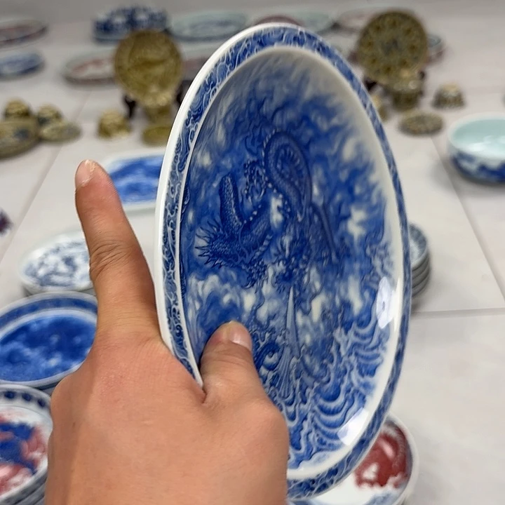 瓷片墨龙吸水大胡乘景德镇