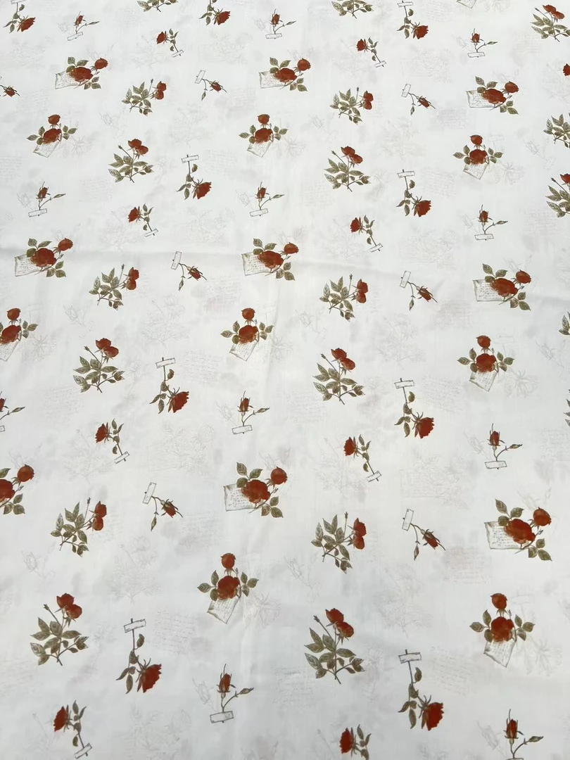 【春与绿】米底红玫瑰 人棉 亲肤 柔软 透气 吸汗 天然纤维