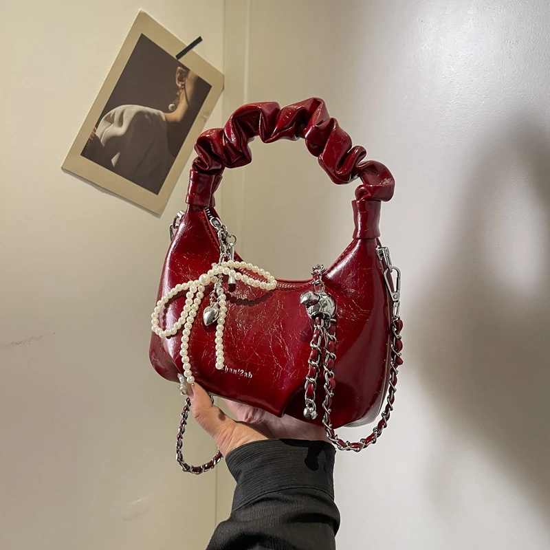 2025新款时尚云朵包夏季褶皱小拎包手提斜挎包高级感云朵小包包