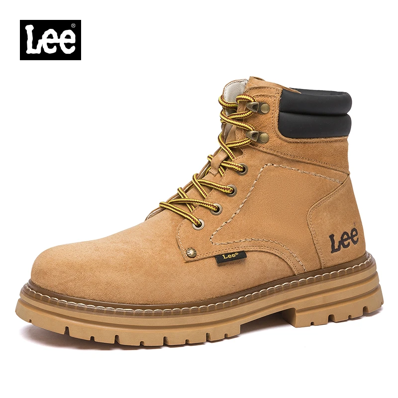 Lee增高高帮极简风中跟马丁靴冬季男士时尚百搭潮流厚底大黄靴