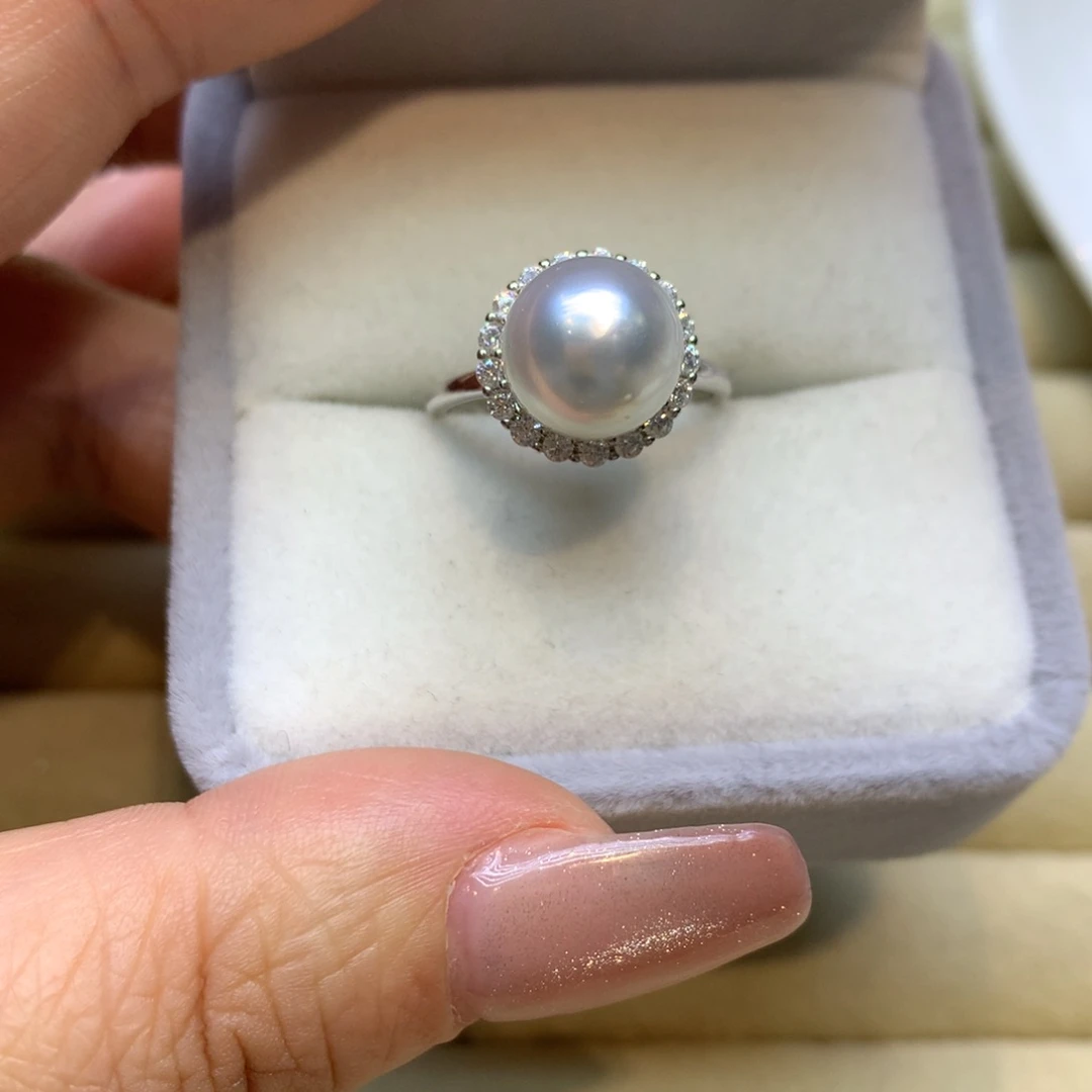 银S925镶嵌戒指海水珍珠