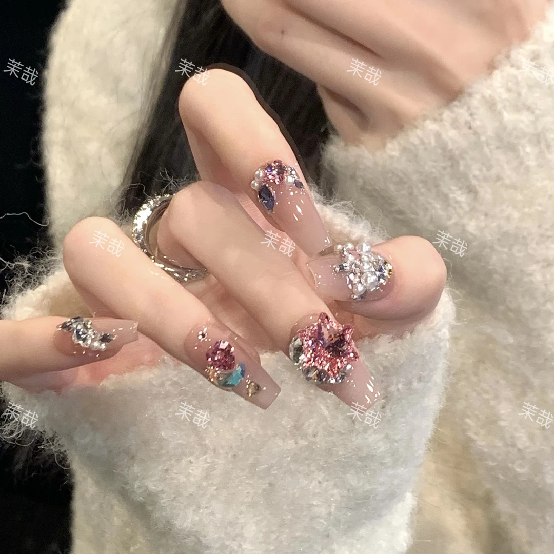 茉哉KK专属【施家全华钻/雪夜迪士尼】纯手工定制拆卸穿戴甲A3445